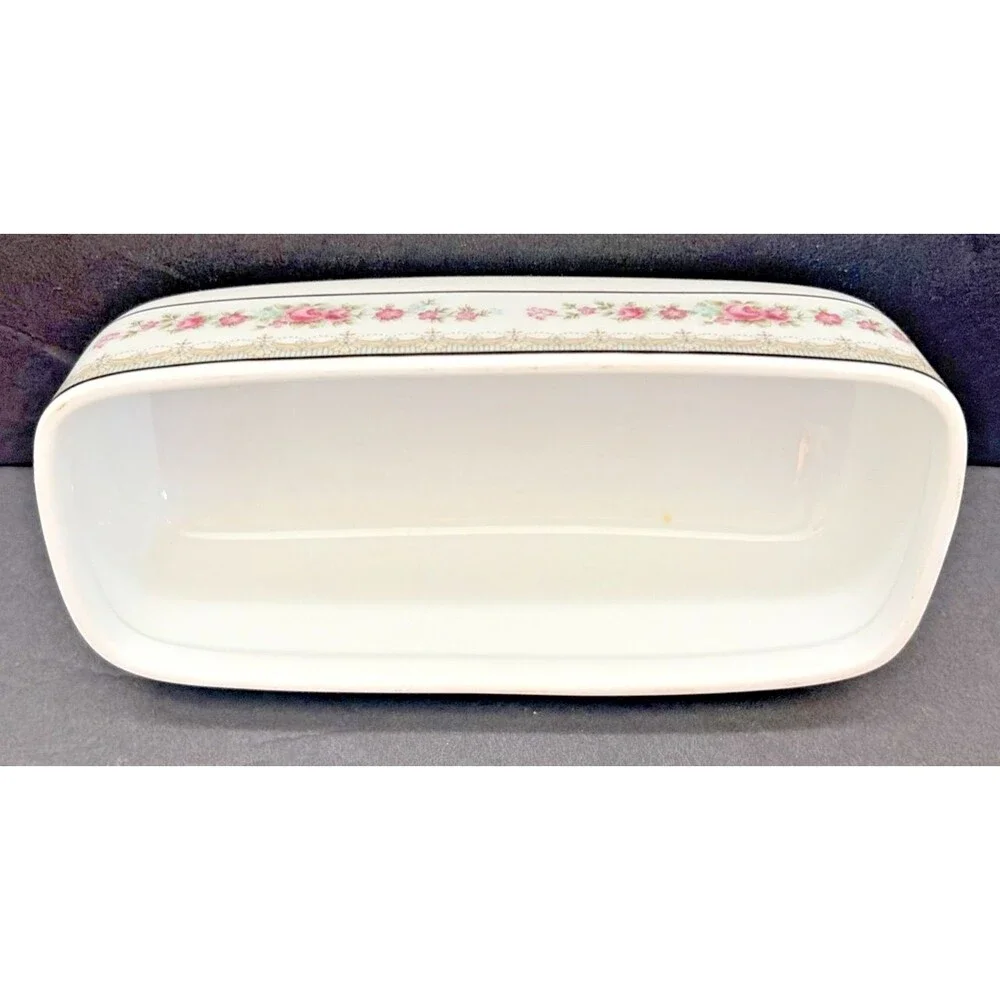 Vintage Noritake Roselane Fine China 1/4 lb Covered Butter Dish with Lid